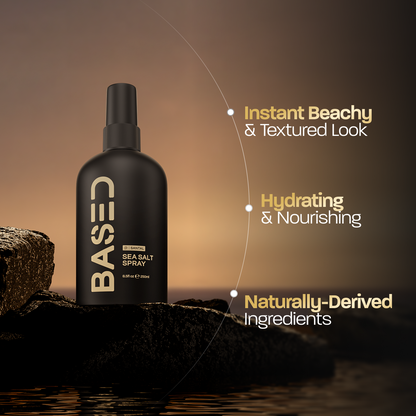 BASED Sea Salt Spray, Natural Finish Sea Salt Spray for Hair, Volume & Texture, Infused with Kelp & Vitamin B5, Light & Non-Greasy