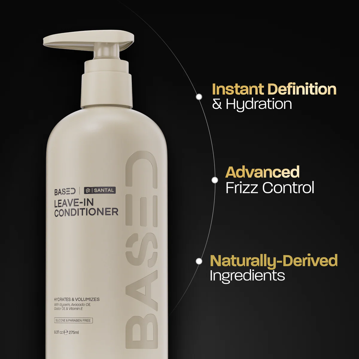 BASED Leave-In Conditioner, Instant Frizz Control, Hydrates & Nourishes Hair, Premium Leave-In Conditioner for Men